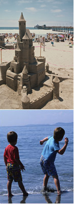 sand castle / kids playing on beach